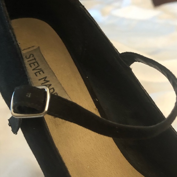 Steve Madden Black Peep Toe Sparkle Wedges - Picture 5 of 8